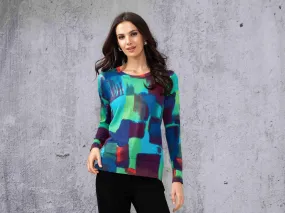 Abstract Round Neck Sweater