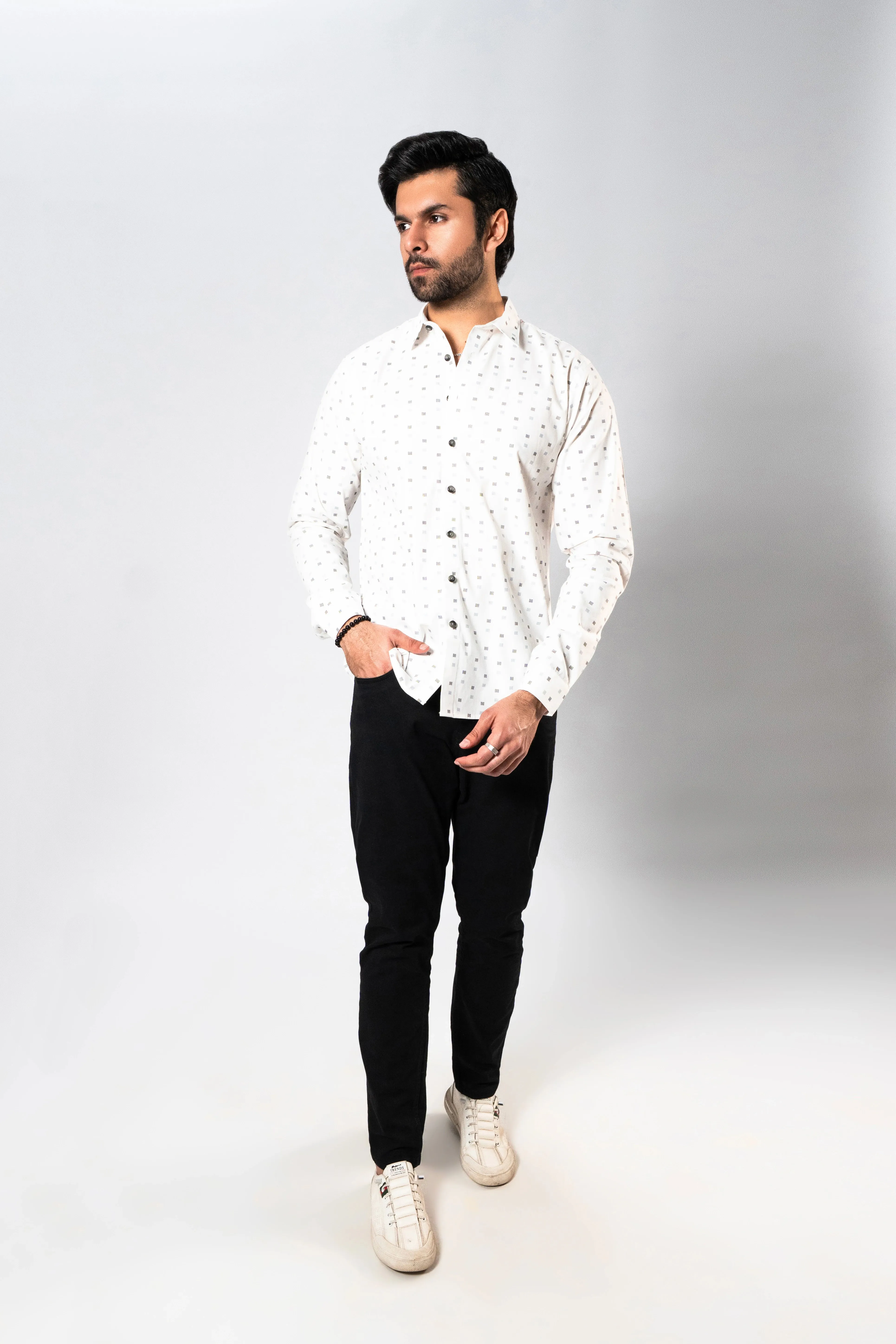 MEN OFF WHITE CASUAL SHIRT