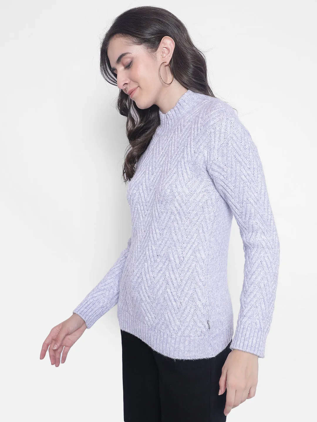 Purple High-Neck Sweaters